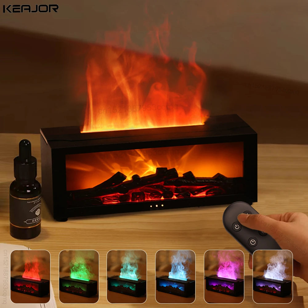 Aroma Humidifier Flame Essential Oil Diffuser Air Humidifier Aromatherapy Fragrance Diffuser with RGB Light and Remote Control